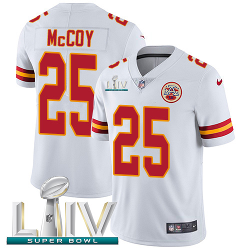 Kansas City Chiefs Nike #25 LeSean McCoy White Super Bowl LIV 2020 Men Stitched NFL Vapor Untouchable Limited Jersey